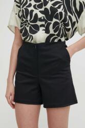 Sisley pantaloni scurti femei, culoarea negru, neted, high waist PPYH-SZD0CC_99X