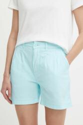 Pepe Jeans pantaloni scurti femei, culoarea turcoaz, neted, high waist PPYH-SZD06U_66X (PL801094)