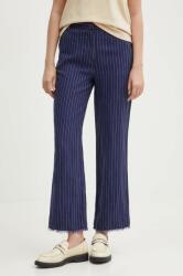 Sisley pantaloni din in culoarea albastru marin, drept, high waist PPYH-SPD0RF_59X