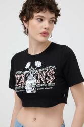 Vans tricou din bumbac femei, culoarea negru PPYH-TSD1EU_99X