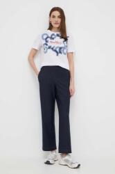 Max Mara Leisure pantaloni femei, culoarea bleumarin, lat, high waist, 2416781108600 2416780000000 PPYH-SPD0PO_59X (2416781108600)