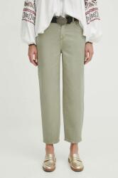 Medicine pantaloni femei, culoarea verde, lat, high waist ZPYH-SPD602_81X