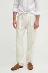 Pepe Jeans pantaloni RELAXED PLEATED LINEN PANTS barbati, culoarea bej, cu fason chinos, PM211700 PPYH-SPM0D0_01X