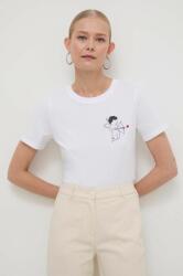 Marella tricou din bumbac femei, culoarea alb 2413970000000 PPYH-TSD0NK_00C