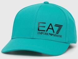 EA7 Emporio Armani șapcă de baseball din bumbac culoarea verde, cu imprimeu PPYH-CAU04E_67X