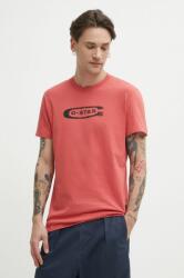 G-Star Raw tricou din bumbac barbati, culoarea roz, cu imprimeu PPYH-TSM1EG_30X