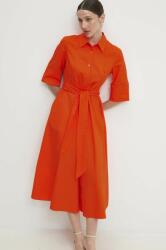 ANSWEAR rochie din bumbac culoarea portocaliu, midi, evazati BBYH-SSD05M_22X