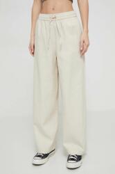 Roxy pantaloni din in lniane Lekeitio culoarea bej, drept, high waist ERJNP03545 PPYH-SPD0JP_08X