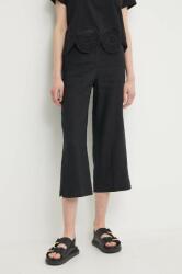 United Colors of Benetton pantaloni din in culoarea negru, drept, high waist PPYH-SPD0O8_99X