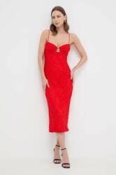 Bardot rochie culoarea rosu, midi, mulata PPYH-SUD23U_33X (58567DB.FIRE.RED)