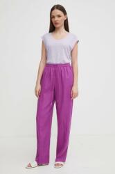 United Colors of Benetton pantaloni din in culoarea violet, drept, high waist PPYH-SPD0O9_45X