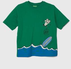 Benetton tricou de bumbac pentru copii X Peanuts culoarea verde, cu imprimeu PPYH-TSB0E8_79X