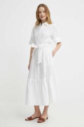 Ralph Lauren rochie din in culoarea alb, midi, evazați, 211935828 PPYH-SUD1DE_00X