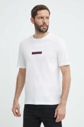 Tommy Hilfiger tricou din bumbac bărbați, culoarea alb, cu imprimeu, MW0MW34373 PPYH-TSM1EK_00X (MW0MW34373)