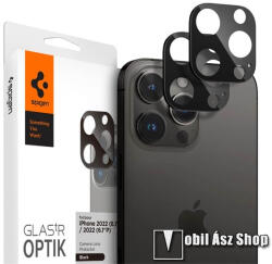 Spigen APPLE iPhone 14 Pro, 14 Pro Max, SPIGEN OPTIK kameravédő üvegfólia, 2db, 9H, 0, 3mm, Fekete (AGL05273)