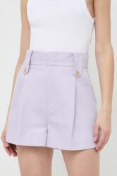Twinset pantaloni scurți din amestec de in culoarea violet, neted, high waist PPYH-SZD010_04X