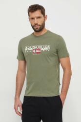 Napapijri tricou din bumbac barbati, culoarea verde, cu imprimeu PPYH-TSM11M_78X