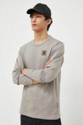 G-Star RAW longsleeve din bumbac culoarea gri, neted PPYH-BUM00M_09X