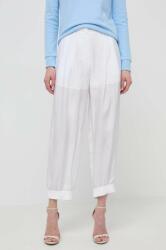 Giorgio Armani pantaloni femei, culoarea alb, drept, high waist PPYH-SPD0KK_00X