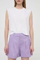 Silvian Heach pantaloni scurti din in culoarea violet, neted, high waist MPYH-SZD004_45X