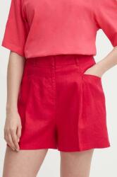 United Colors of Benetton pantaloni scurti din in culoarea roz, neted, high waist PPYH-SZD0BC_34X