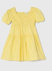Zippy rochie din bumbac pentru copii culoarea galben, midi, evazati PPYH-SUG0K9_11X