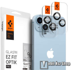 Spigen APPLE iPhone 14, 14 Plus, 15, 15 Plus, SPIGEN OPTIK PRO kameravédő üvegfólia, 2db, 9H, Fekete (AGL05213)