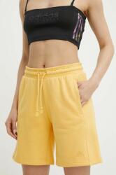 adidas pantaloni scurti femei, culoarea galben, neted, high waist, IW1259 PPYH-SZD04O_11X