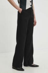 Answear Lab pantaloni din in culoarea negru, drept, high waist BBYH-SPD04P_99X