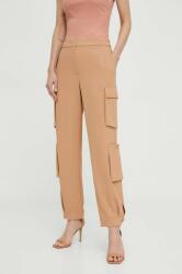 Twinset pantaloni femei, culoarea bej, drept, high waist PPYH-SPD05J_80X