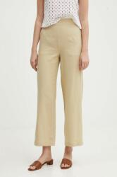 United Colors of Benetton pantaloni din amestec de in culoarea bej, lat, high waist PPYH-SPD0NY_80X
