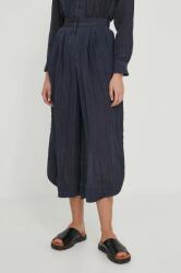 Emporio Armani pantaloni femei, culoarea albastru marin, lat, high waist PPYH-SPD0LI_59X