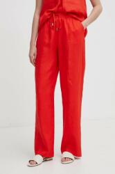 United Colors of Benetton pantaloni din in culoarea rosu, drept, high waist PPYH-SPD0O9_33X