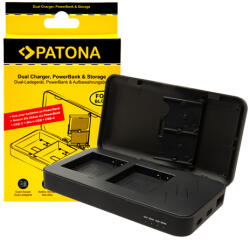 Patona Kettős töltő Panasonic DMW-BLG10 DC-TX2 DMC-GF3K DMCGX7 DMC-ZS110 készülékhez power bank funkcióval és memóriakártya tárolással (PT-1722)