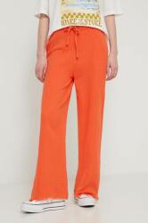 Billabong pantaloni de bumbac culoarea portocaliu, lat, high waist, EBJNP00114 PPYH-SPD0KW_32X