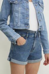 Answear Lab pantaloni scurti jeans femei, neted, high waist BBYH-SZD05J_55X