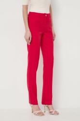 Morgan pantaloni femei, culoarea roz, mulata, high waist PPYH-SPD10B_30X