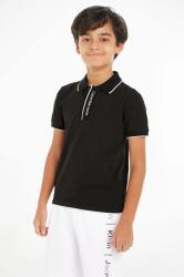 Calvin Klein tricou polo copii culoarea negru, neted PPYH-POB02K_99X