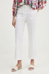 Sisley pantaloni femei, culoarea alb, fason tigareta, high waist PPYH-SPD0RC_00X