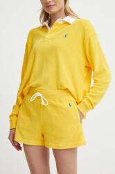 Ralph Lauren pantaloni scurti femei, culoarea galben, neted, high waist, 211936222 PPYH-SZD0C1_11X