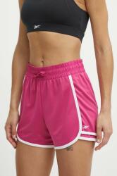 Reebok pantaloni scurți de antrenament Identity Training culoarea roz, cu imprimeu, high waist, 100022497 PPYH-SZD0NA_42X