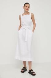 Max Mara rochie din bumbac culoarea alb, midi, evazați 2416220000000 PPYH-SUD1DN_00X