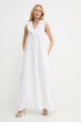 Silvian Heach rochie din bumbac culoarea alb, maxi, evazati MPYH-SUD01C_00X