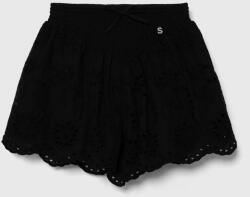 Sisley pantaloni scurți din bumbac pentru copii culoarea negru, neted PPYH-SZG02C_99X