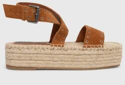 Pepe Jeans sandale din piele intoarsa PLS90657 femei, culoarea maro, cu platforma, TRACY ANTIQUE PPYH-OBD231_88X