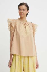 MOS MOSH bluza din bumbac femei, culoarea bej, cu imprimeu MPYH-BDD005_02X