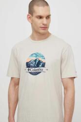 Columbia tricou din bumbac Path Lake bărbați, culoarea bej, cu imprimeu 1934814 PPY8-TSM1F5_08X