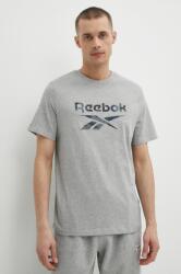 Reebok tricou din bumbac barbati, culoarea gri, cu imprimeu, 100076379 PPYH-TSM2ID_90X (100076379)