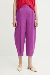 United Colors of Benetton pantaloni din in culoarea violet, lat, high waist PPYH-SPD0OA_45X