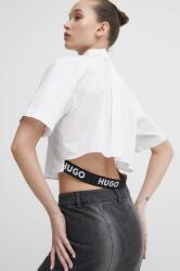 HUGO BOSS cămașă din bumbac femei, culoarea alb, cu guler clasic, regular, 50512836 PPYH-KDD0A9_00X